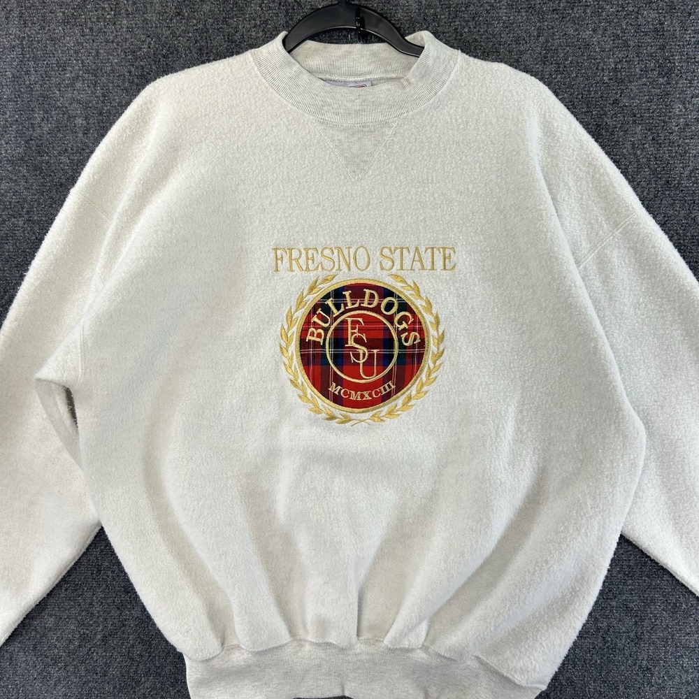VTG Fresno State Bulldogs FSU Sweatshirt XL Crewneck USA Made 90s Fleece Exterio